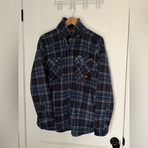 Blue Plaid Button-Up sweater jacket